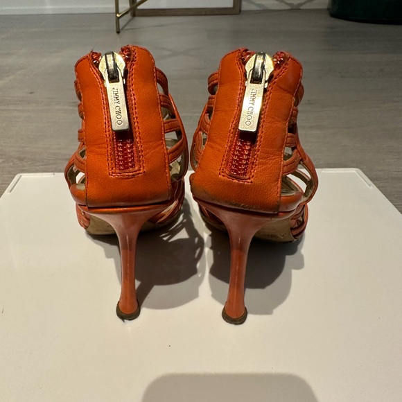 Jimmy Choo, size 5.5, used, good condition, orange leather, high heel - Picture 9 of 11